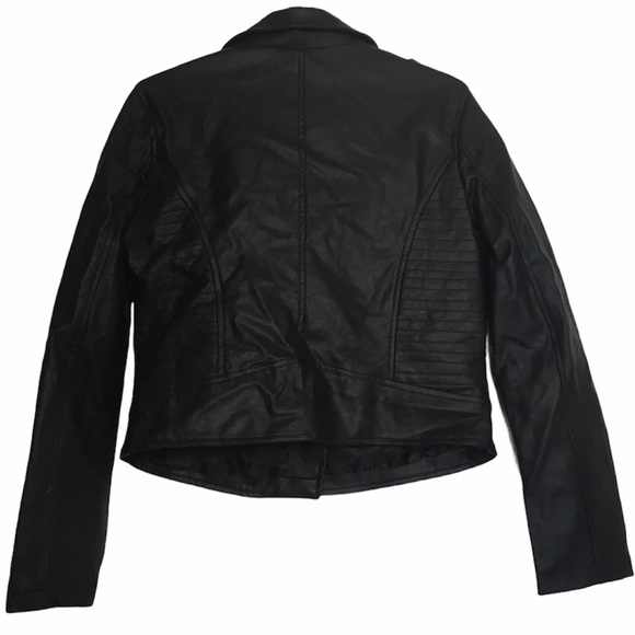 Coffeeshop Black Juniors' Faux-Leather Moto Jacket - Picture 6 of 7